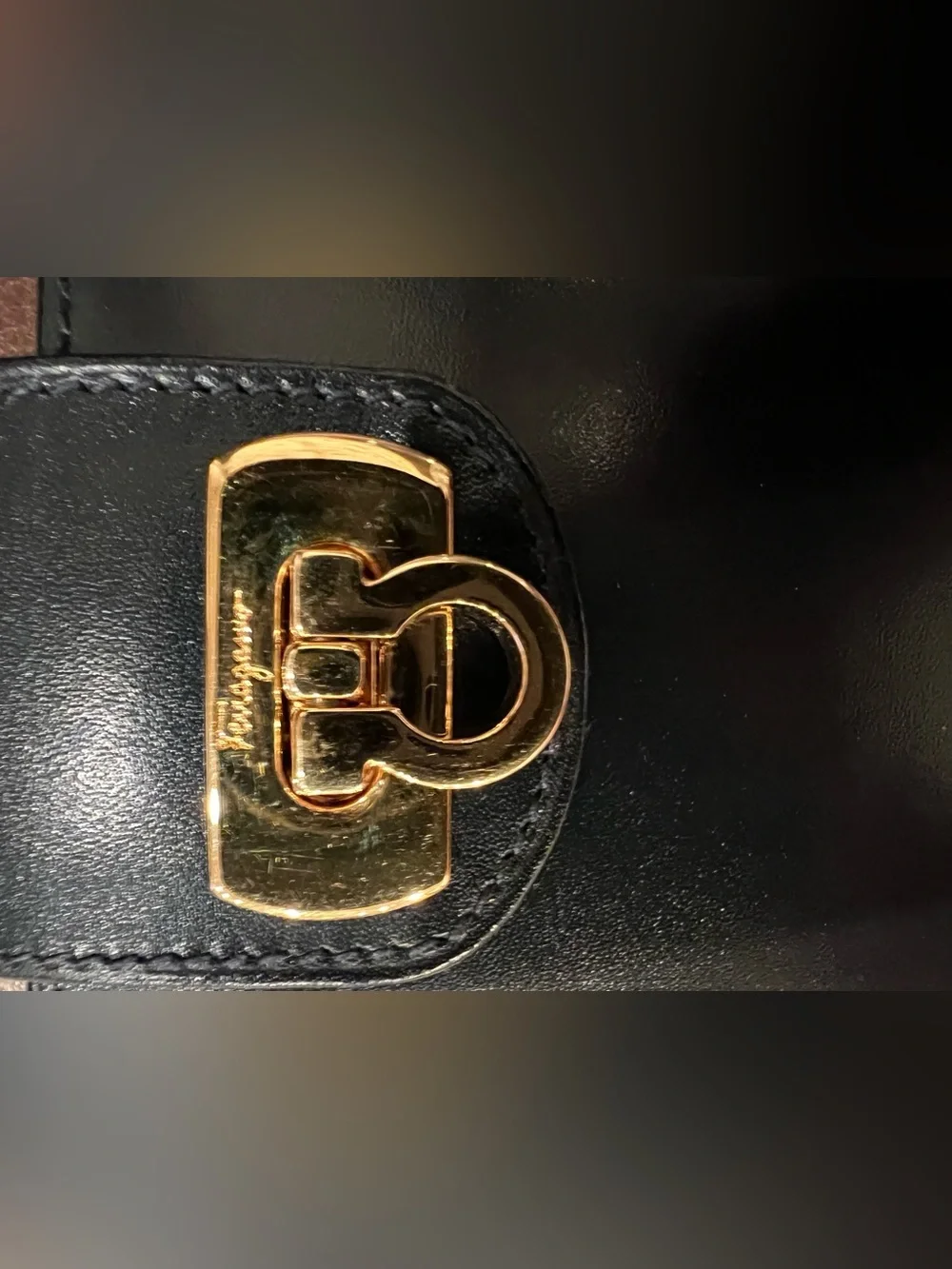 Salvatore Ferragamo Men's Blue Bifold Wallet Logo Accents Gold-Tone Hardware